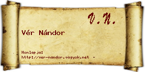 Vér Nándor névjegykártya